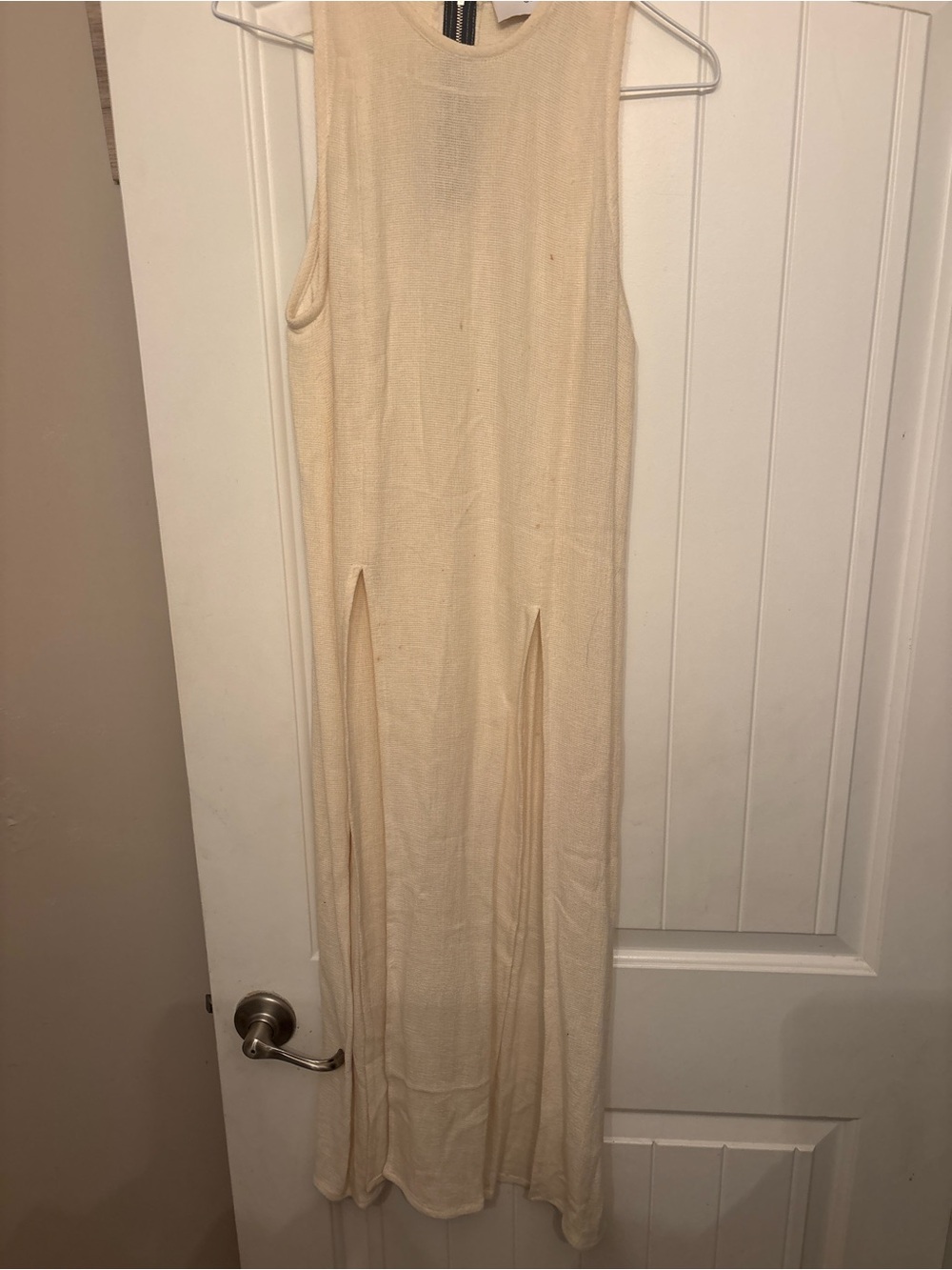Sleeveless Cream Maxi Tunic with Front Slits